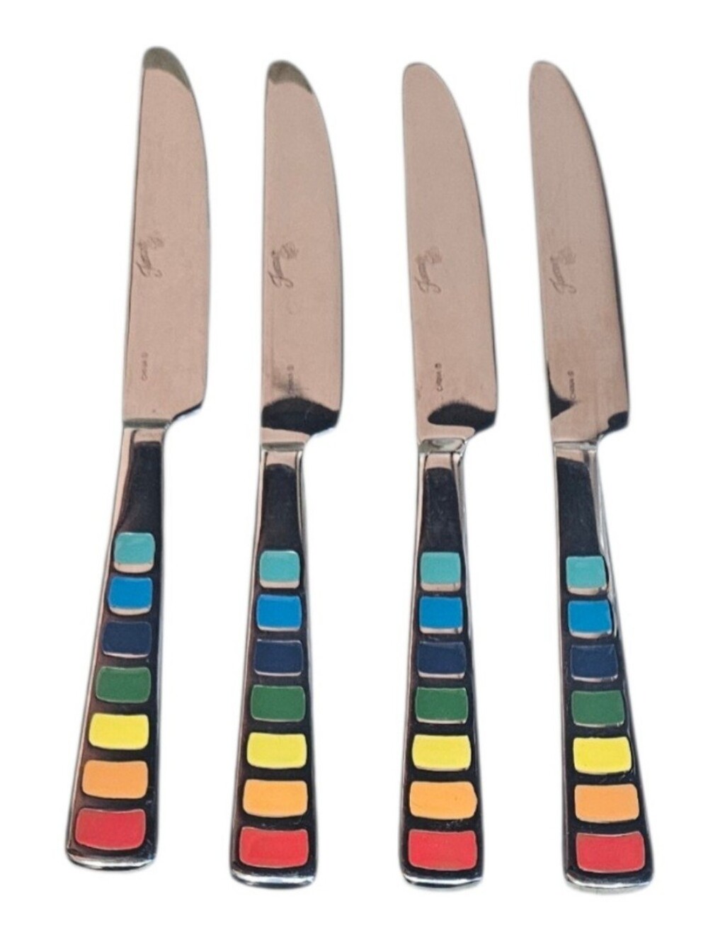Lot Of 4 Fiestaware Masquerade Dinner Knives Stainless Enamel Replacements